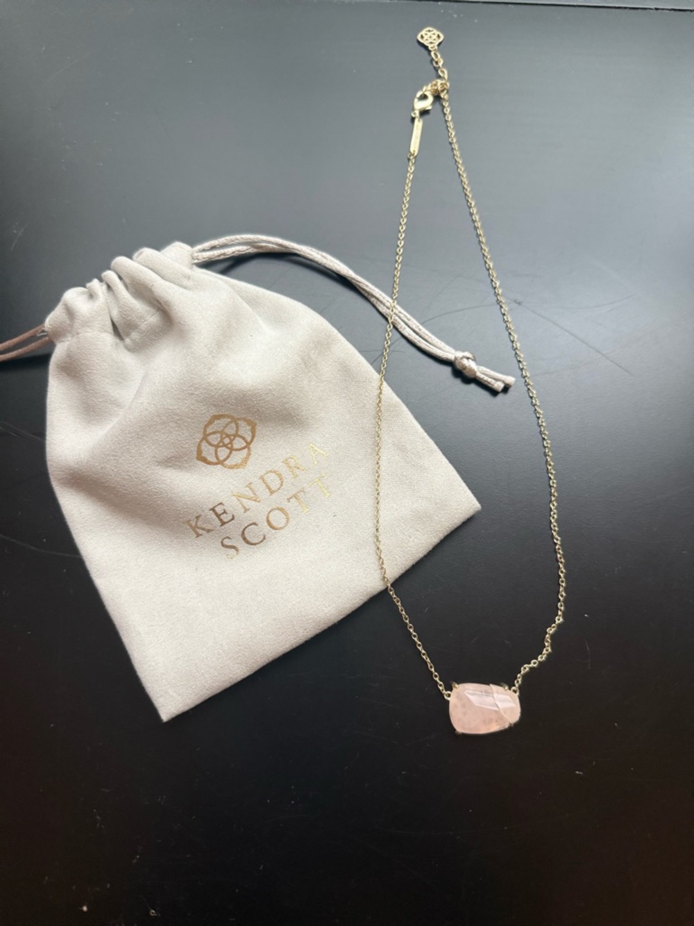 Kendra Scott Gold Necklace with Pale Pink Pendant